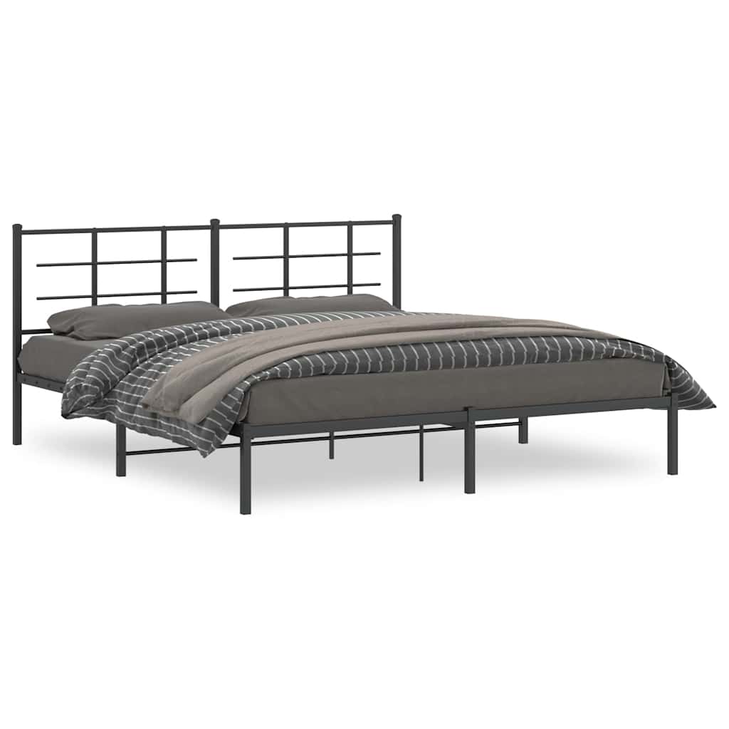 Bed Frame | Black | Powder-Coated Steel | Double | Modern & Durable