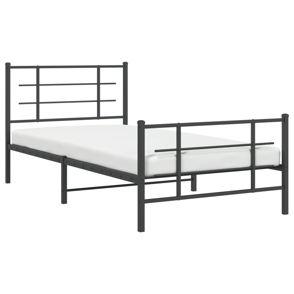 Bed Frame | Black | Powder-Coated Steel | 107x203 cm | Metal Bed Frame