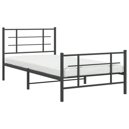 Bed Frame | Black | Powder-Coated Steel | 107x203 cm | Metal Bed Frame