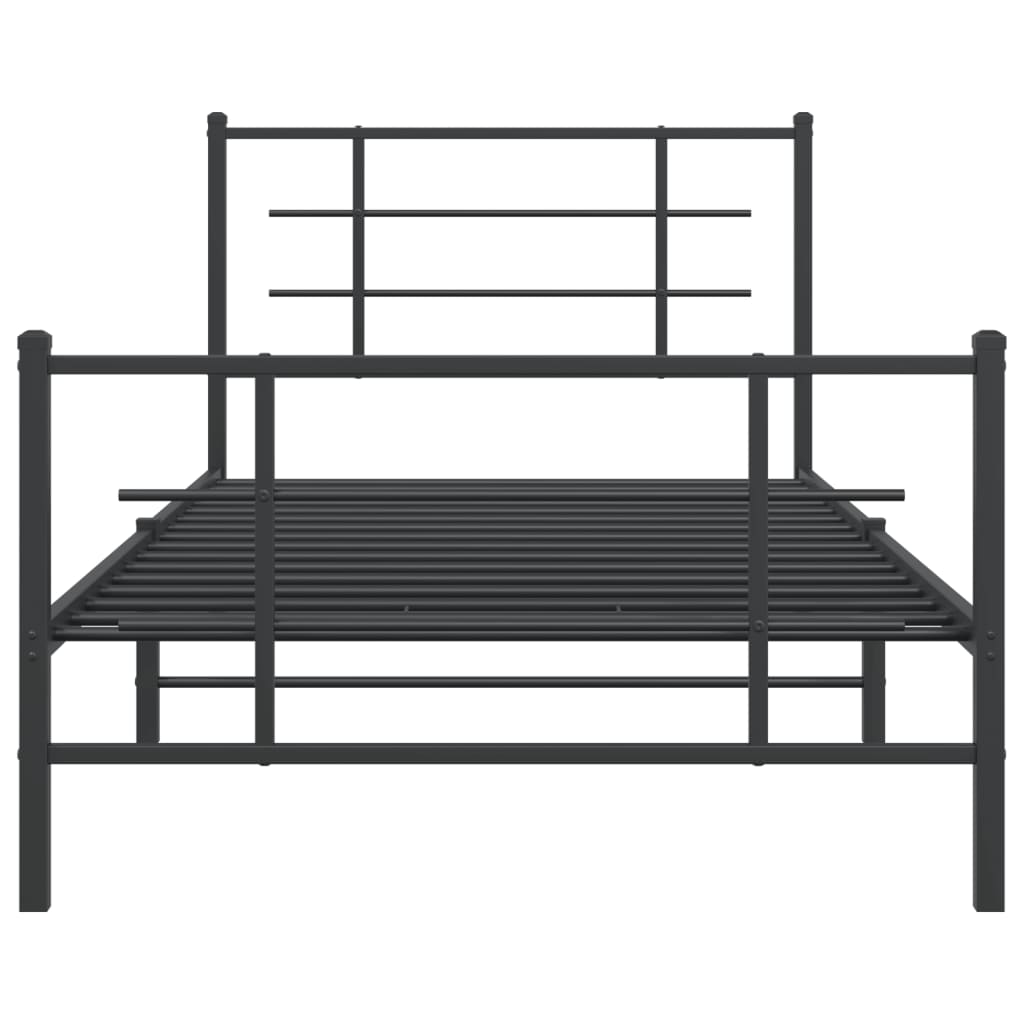 Bed Frame | Black | Powder-Coated Steel | 107x203 cm | Metal Bed Frame