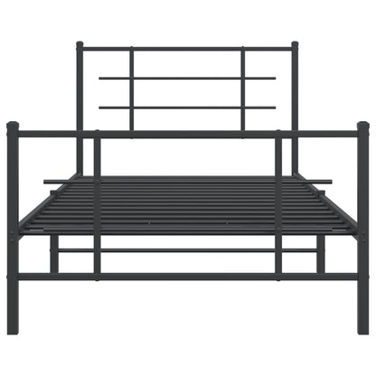 Bed Frame | Black | Powder-Coated Steel | 107x203 cm | Metal Bed Frame