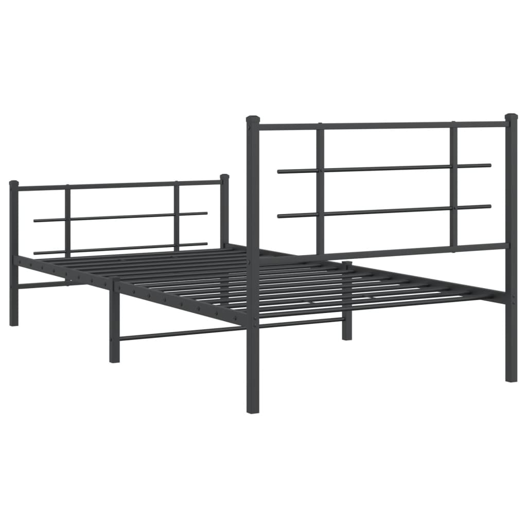 Bed Frame | Black | Powder-Coated Steel | 107x203 cm | Metal Bed Frame