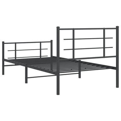 Bed Frame | Black | Powder-Coated Steel | 107x203 cm | Metal Bed Frame
