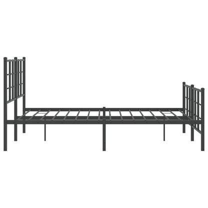Metal Bed Frame without Mattress with Footboard Black 135x190cm