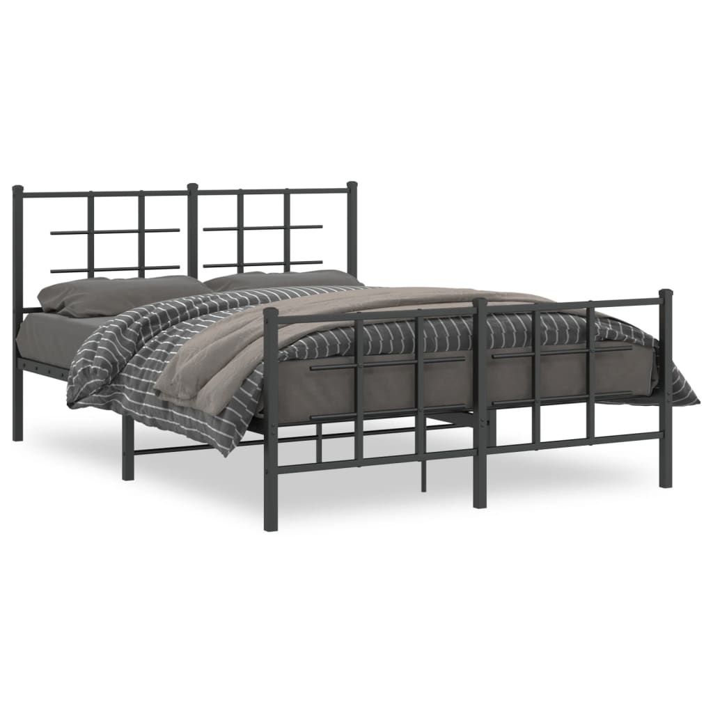 Bed Frame | Black | Powder-Coated Steel | 140x190 cm | Modern | Bed Frame