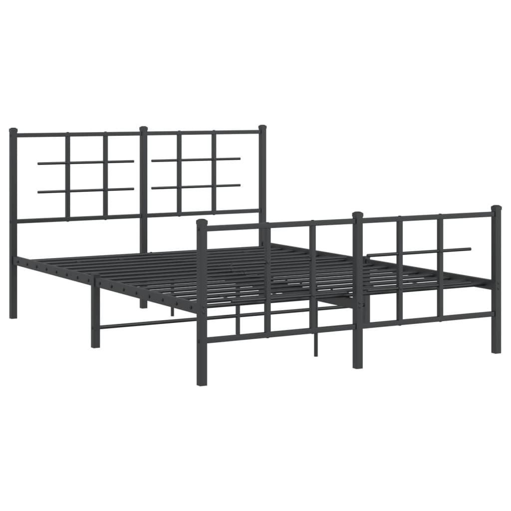 Bed Frame | Black | Powder-Coated Steel | 140x190 cm | Modern | Bed Frame
