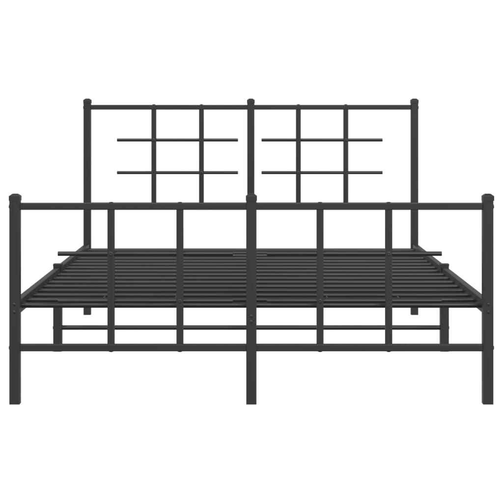 Bed Frame | Black | Powder-Coated Steel | 140x190 cm | Modern | Bed Frame