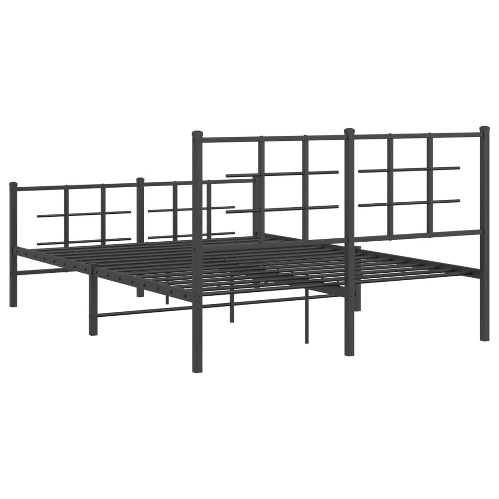 Bed Frame | Black | Powder-Coated Steel | 140x190 cm | Modern | Bed Frame