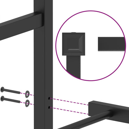 Metal Bed Frame without Mattress with Footboard Black 150x200cm