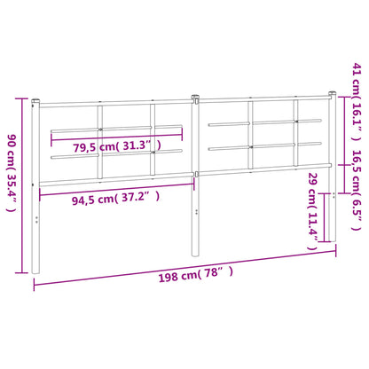 Metal Replace Headboard Black 193 cm