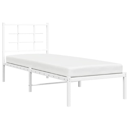 Metal Bed Frame without Mattress with Headboard White 80x200cm