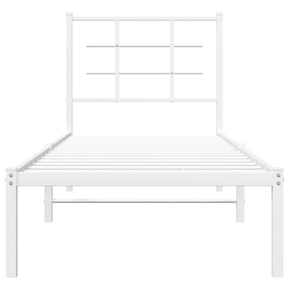 Metal Bed Frame without Mattress with Headboard White 80x200cm