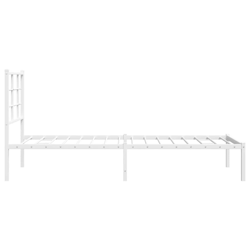 Metal Bed Frame without Mattress with Headboard White 80x200cm