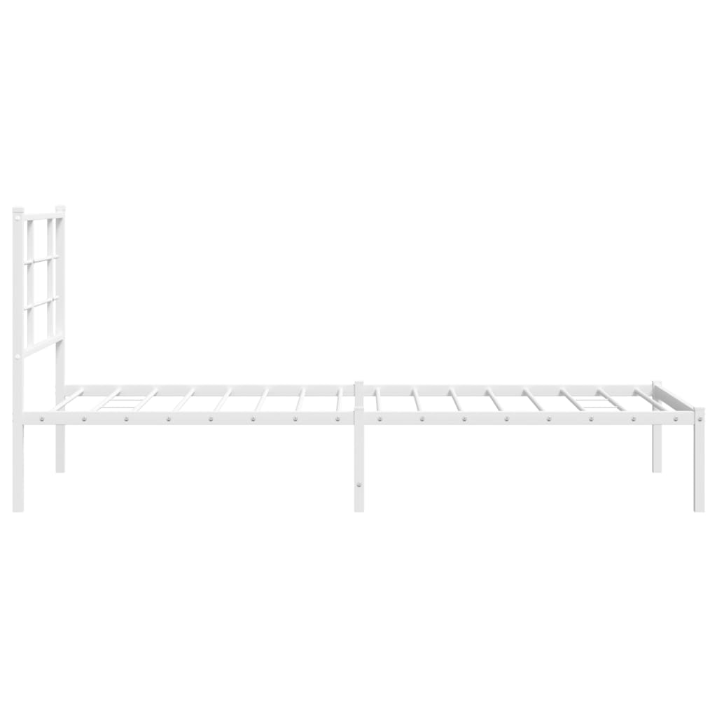 Metal Bed Frame without Mattress with Headboard White 90x190cm