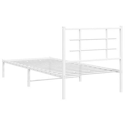 Metal Bed Frame without Mattress with Headboard White 90x190cm