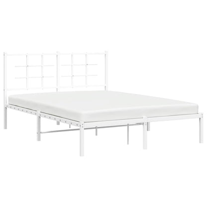 Metal Bed Frame without Mattress with Headboard White 140x190cm