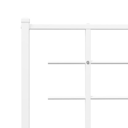 Metal Bed Frame without Mattress with Headboard White 140x190cm
