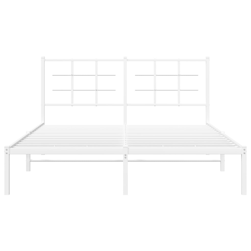 Metal Bed Frame without Mattress with Headboard White 150x200cm