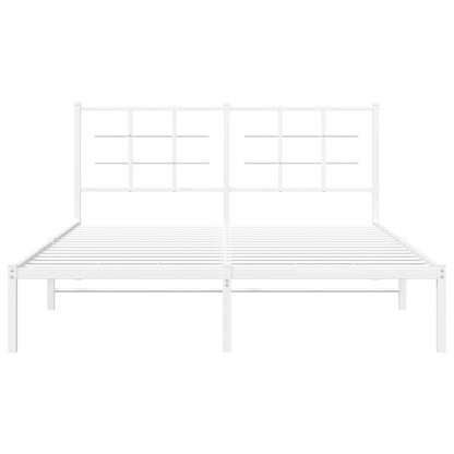 Metal Bed Frame without Mattress with Headboard White 150x200cm