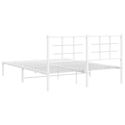 Metal Bed Frame without Mattress with Headboard White 150x200cm