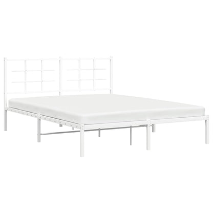 Metal Bed Frame without Mattress with Headboard White 160x200cm