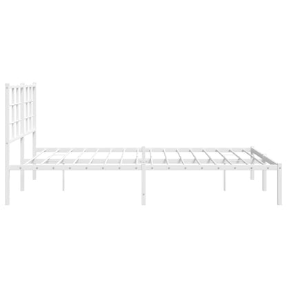 Metal Bed Frame without Mattress with Headboard White 160x200cm
