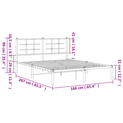 Metal Bed Frame without Mattress with Headboard White 160x200cm