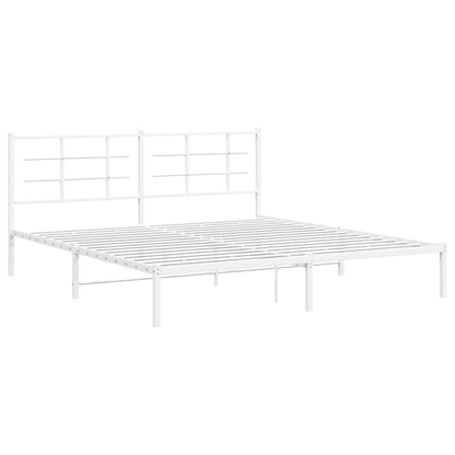 Metal Bed Frame without Mattress with Headboard White 180x200cm