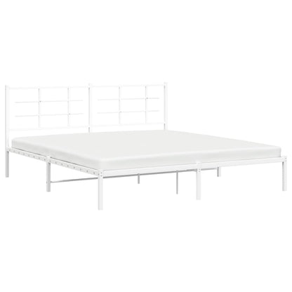 Metal Bed Frame without Mattress with Headboard White 180x200cm