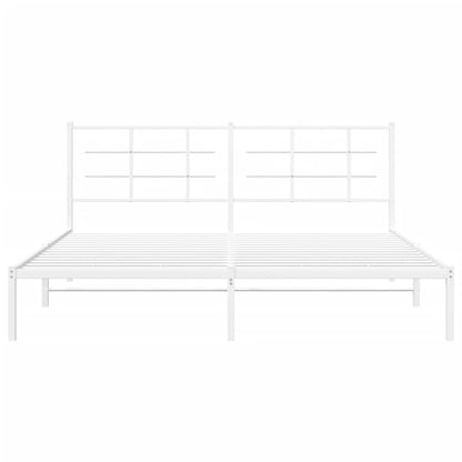 Metal Bed Frame without Mattress with Headboard White 180x200cm