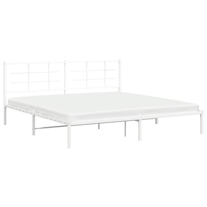 Metal Bed Frame without Mattress with Headboard White 200x200cm