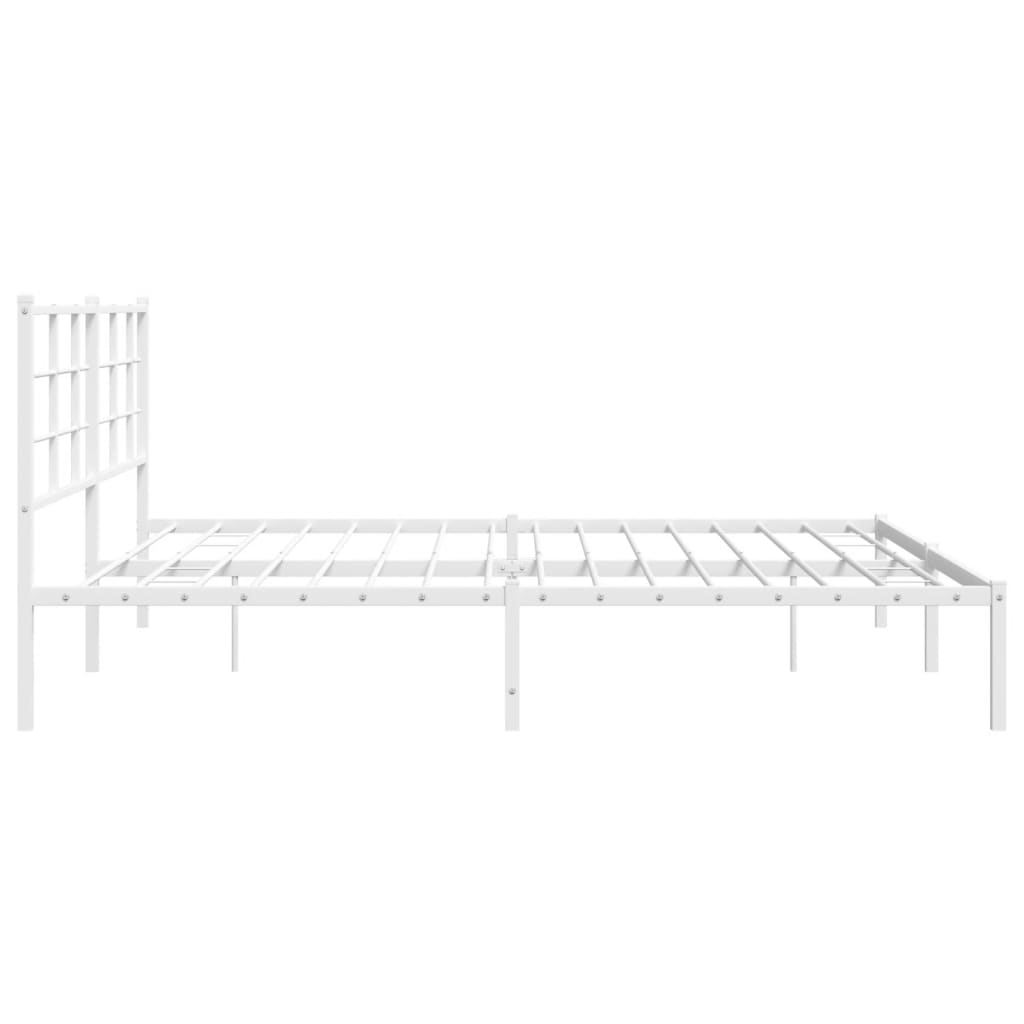Metal Bed Frame without Mattress with Headboard White 200x200cm
