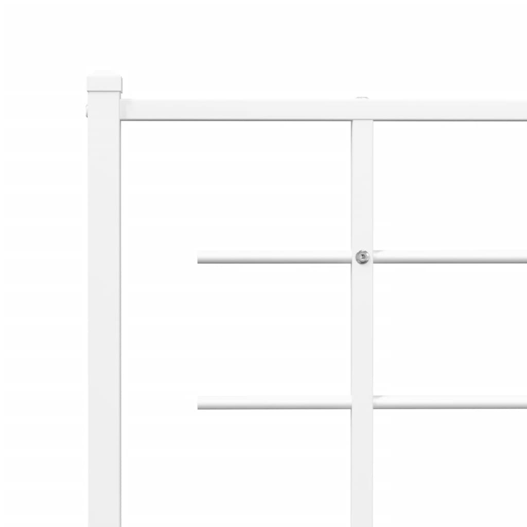 Metal Bed Frame without Mattress with Footboard White 90x190cm