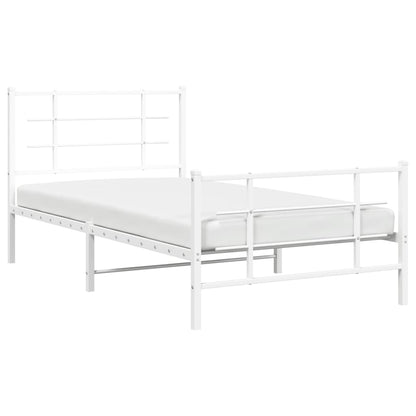 Metal Bed Frame without Mattress with Footboard White 100x200cm