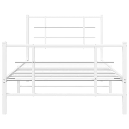 Metal Bed Frame without Mattress with Footboard White 100x200cm