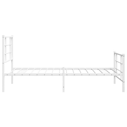Metal Bed Frame without Mattress with Footboard White 100x200cm