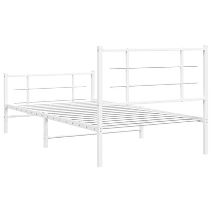 Metal Bed Frame without Mattress with Footboard White 100x200cm