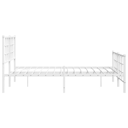 Metal Bed Frame without Mattress with Footboard White 135x190cm