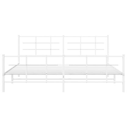 Metal Bed Frame without Mattress with Footboard White 193x203cm