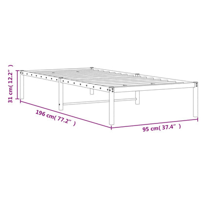 Metal Bed Frame without Mattress Black 90x190cm