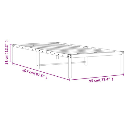 Metal Bed Frame without Mattress Black 90x200cm