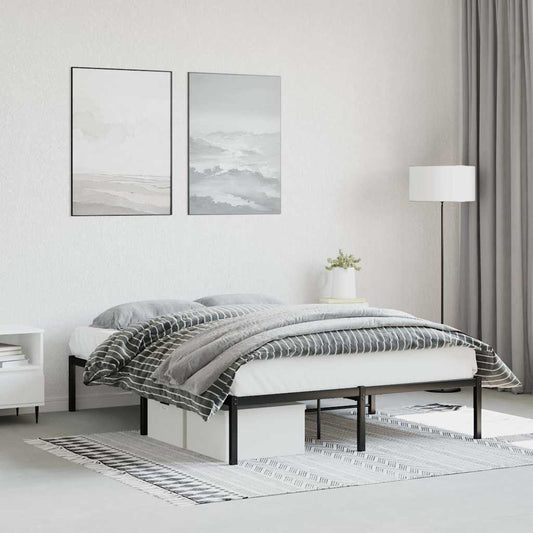 Metal Bed Frame without Mattress Black 135x190cm