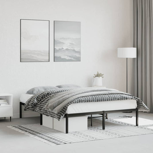 Metal Bed Frame without Mattress Black 140x190cm