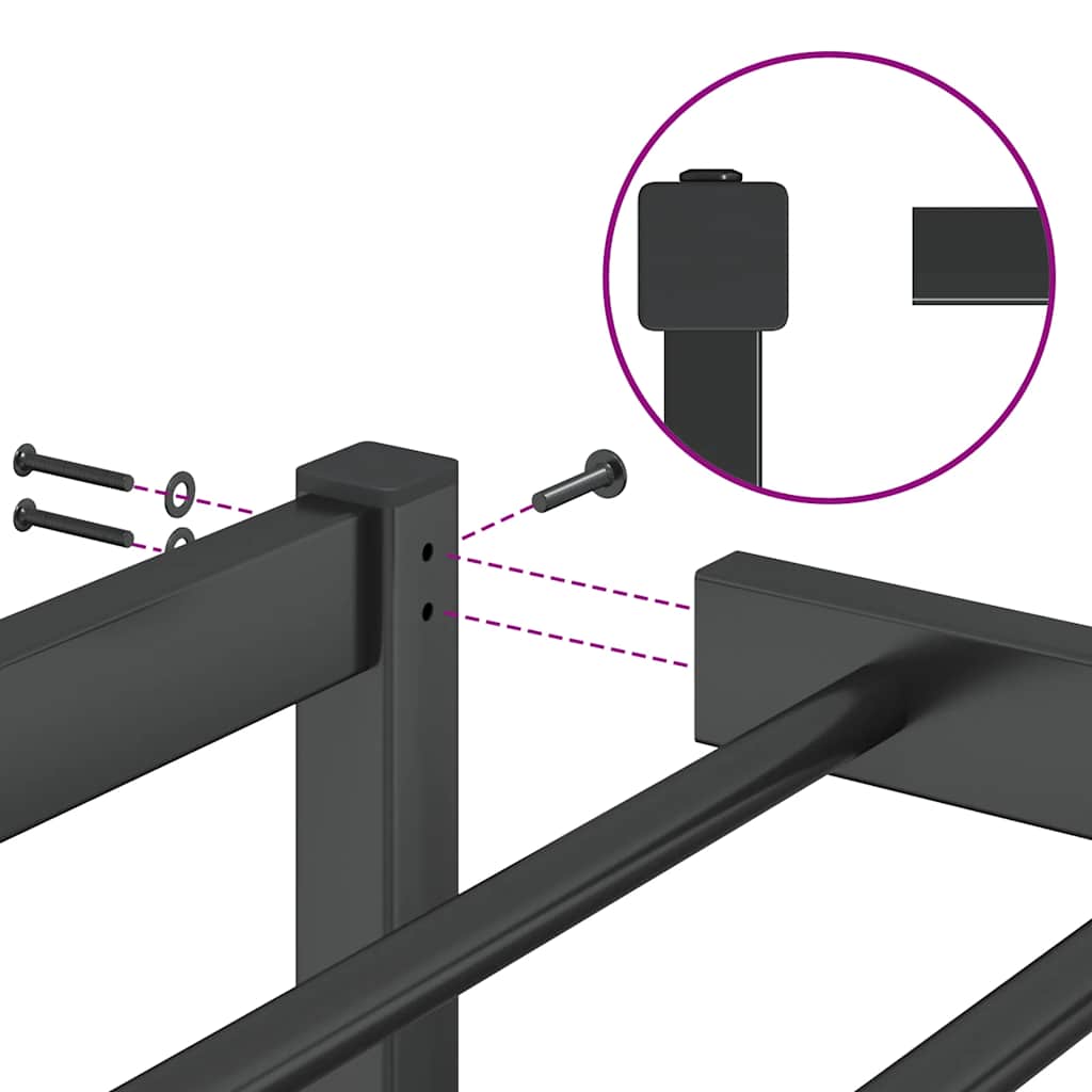 Metal Bed Frame without Mattress Black 160x200cm