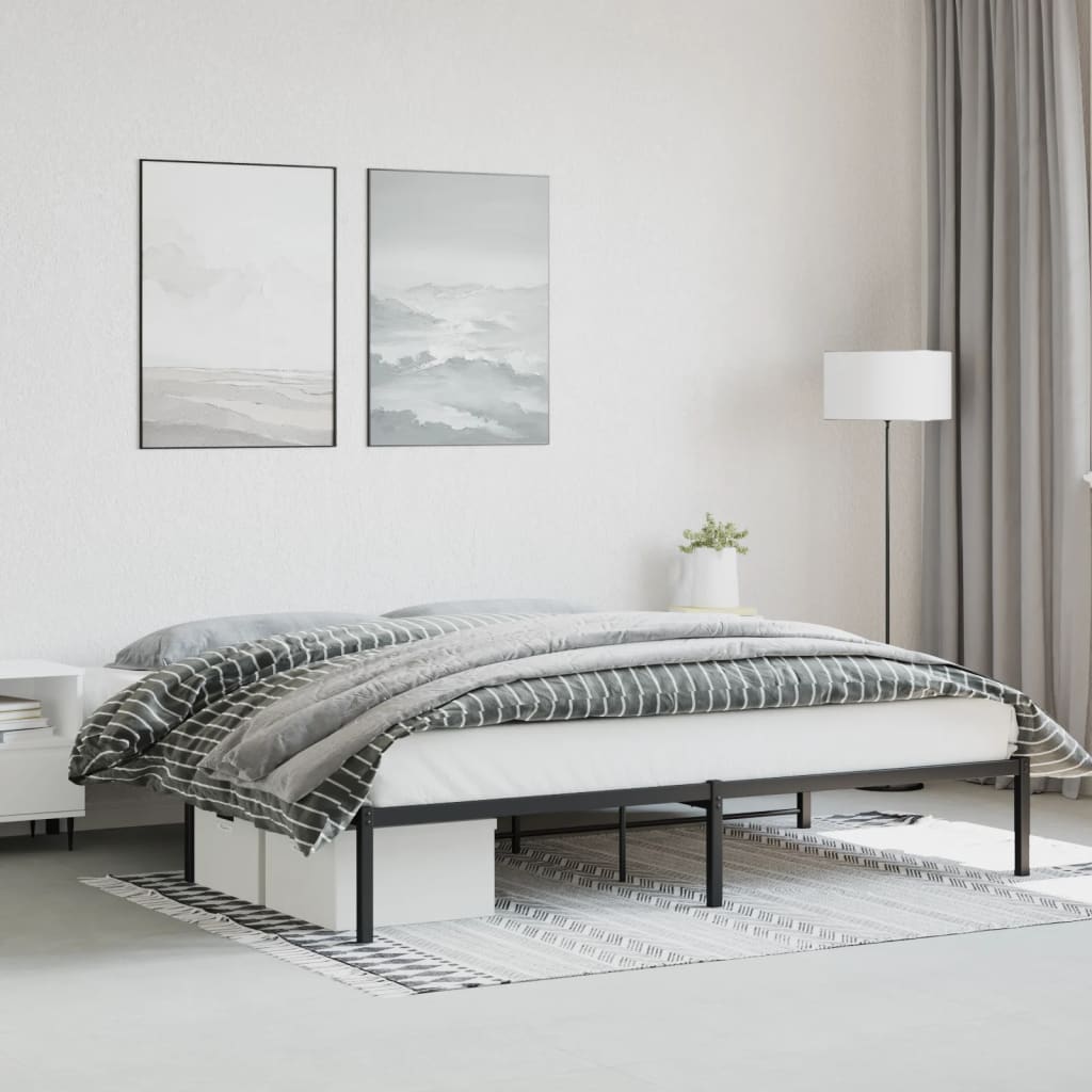 Metal Bed Frame without Mattress Black 200x200cm
