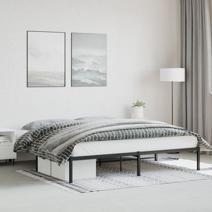 Metal Bed Frame without Mattress Black 200x200cm