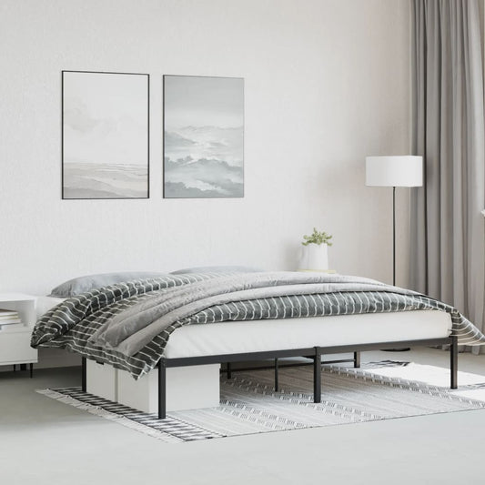 Metal Bed Frame without Mattress Black 200x200cm