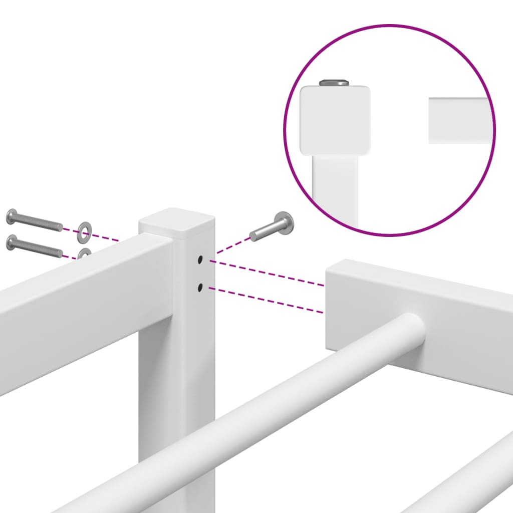 Metal Bed Frame without Mattress White 75x190cm