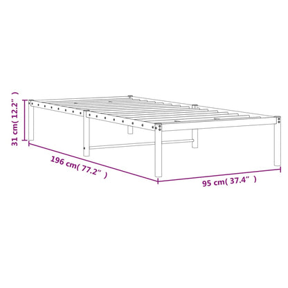 Metal Bed Frame without Mattress White 90x190cm