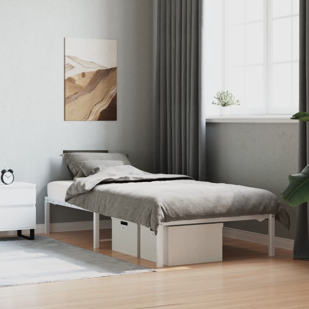 Metal Bed Frame without Mattress White 90x190cm